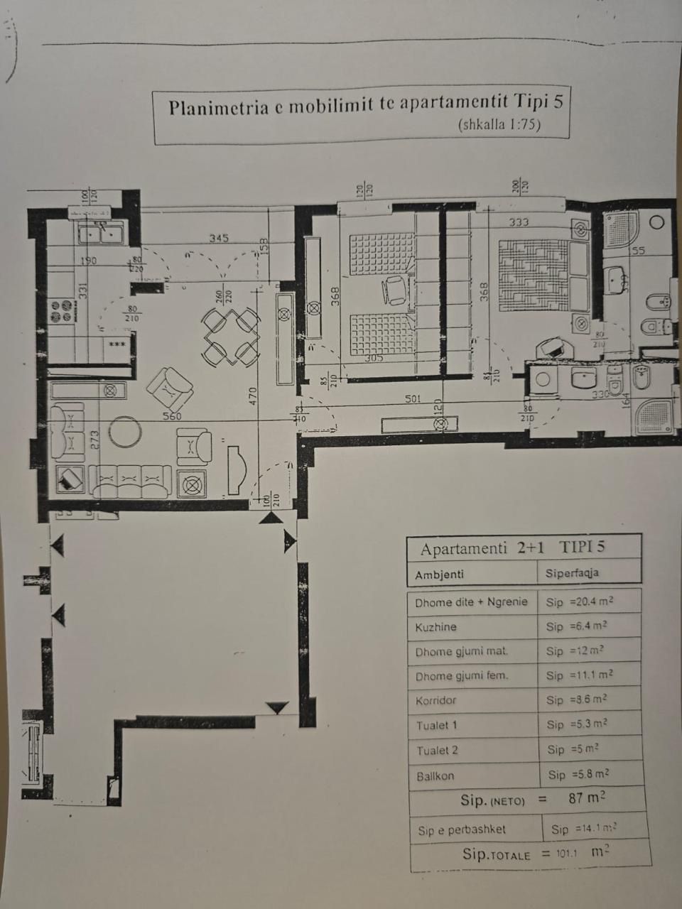 For sale, 2+1+Balcony Apartment, “Pallati me Shigjeta”, Tirana.